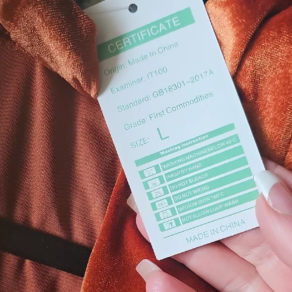 Rust Velvet Long Cardigan JACKET - Picture 2 of 3